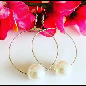 🌼handcraft pearl hoop earrings🌼